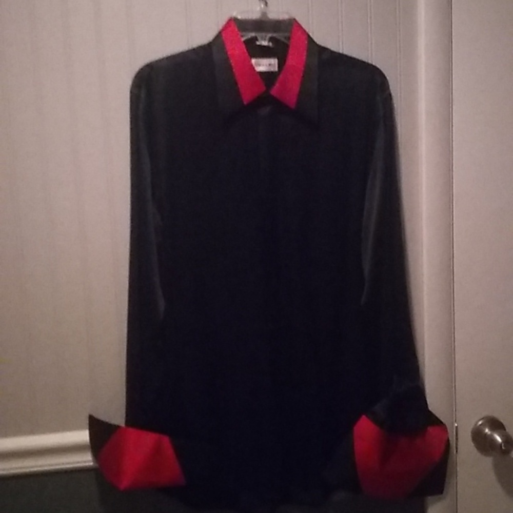 MENS black/red silk shirt